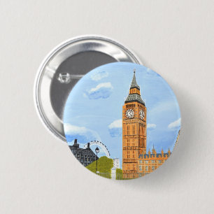 Badge Rond 5 Cm Londres Big Ben