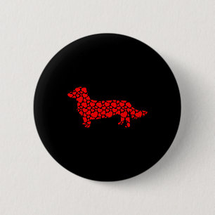 Badge Rond 5 Cm Long Haired Dachshund Chien mignon Silhouette Coeu