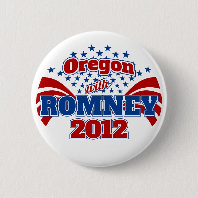 Badge Rond 5 Cm L'Orégon avec Romney 2012 (Devant)