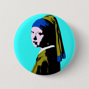 Badge Rond 5 Cm L'oreille perle de Pop Art Vermeer