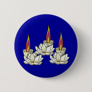Badge Rond 5 Cm Lotus & Deepas blancs
