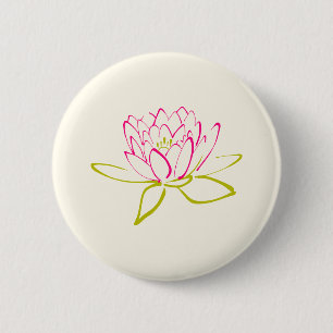 Badge Rond 5 Cm Lotus Flower / Water Lily Illustration