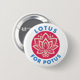 Badge Rond 5 Cm Lotus pour Potus Kamala Harris pour le président F