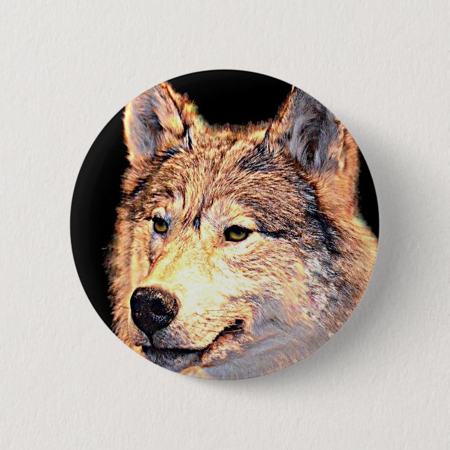 Badge Rond 5 Cm Loup (Devant)