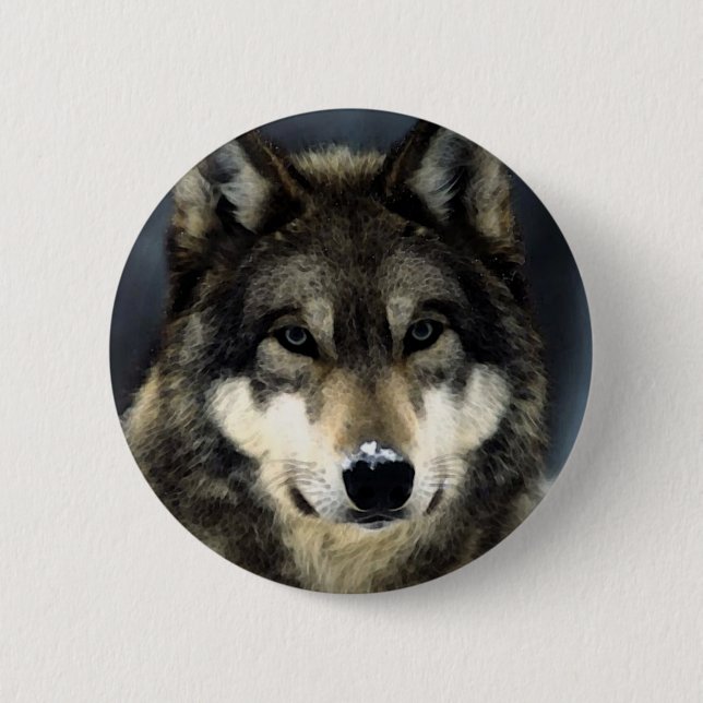 Badge Rond 5 Cm Loup (Devant)