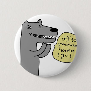 Badge Rond 5 Cm Loup (blanc)