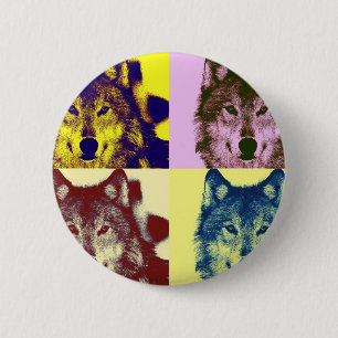 Badge Rond 5 Cm Loup d'art pop