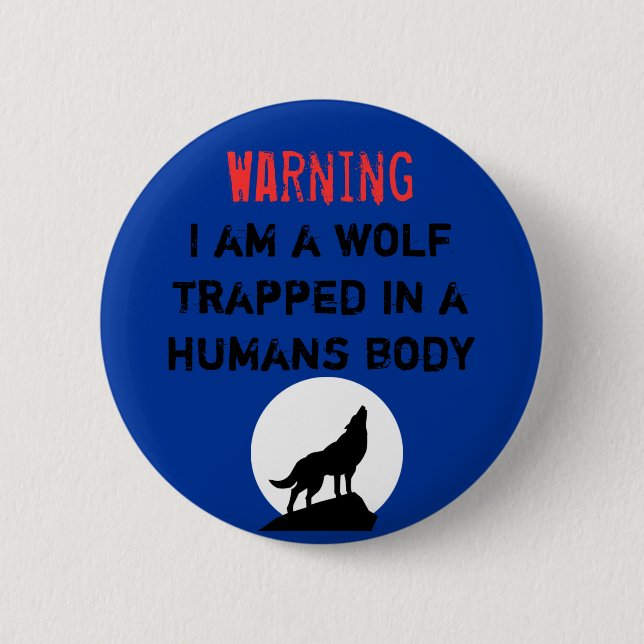 Badge Rond 5 Cm Loup d'avertissement (Devant)