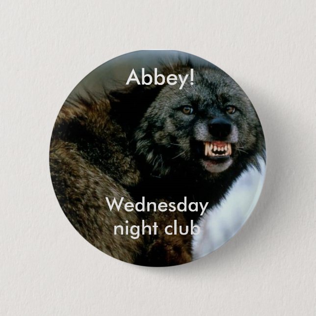 Badge Rond 5 Cm Loup de grondement : Mercredi soir club (Devant)