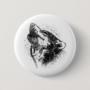 Badge Rond 5 Cm Loup d'hurlement