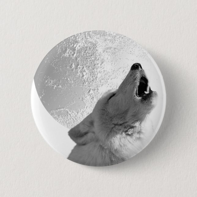 Badge Rond 5 Cm Loup d'hurlement (Devant)