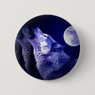 Badge Rond 5 Cm Loup d'hurlement