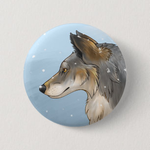 Badge Rond 5 Cm Loup du Nord-Ouest