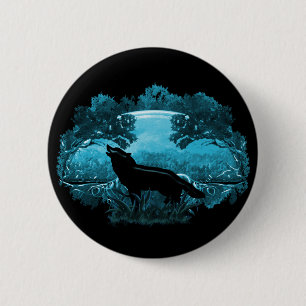 Badge Rond 5 Cm Loup en nature