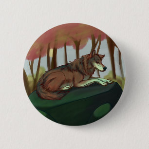 Badge Rond 5 Cm Loup européen