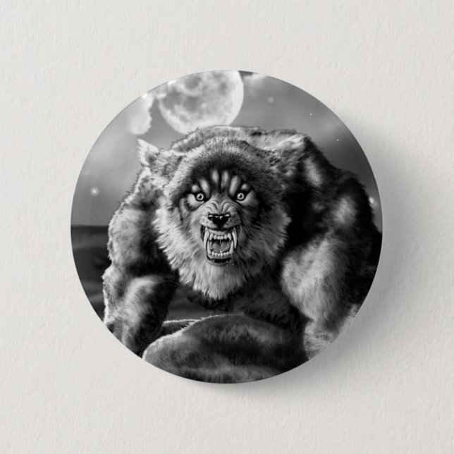 Badge Rond 5 Cm loup-garou (Devant)