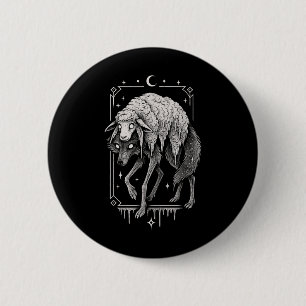 Badge Rond 5 Cm Loup Mouton Horreur Effrayant Folklore Épouvantabl
