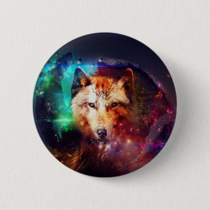 Badge Rond 5 Cm Loup peinture abstraite