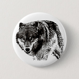 Badge Rond 5 Cm Loup sauvage