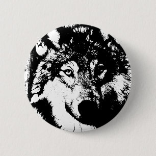 Badge Rond 5 Cm Loup solitaire