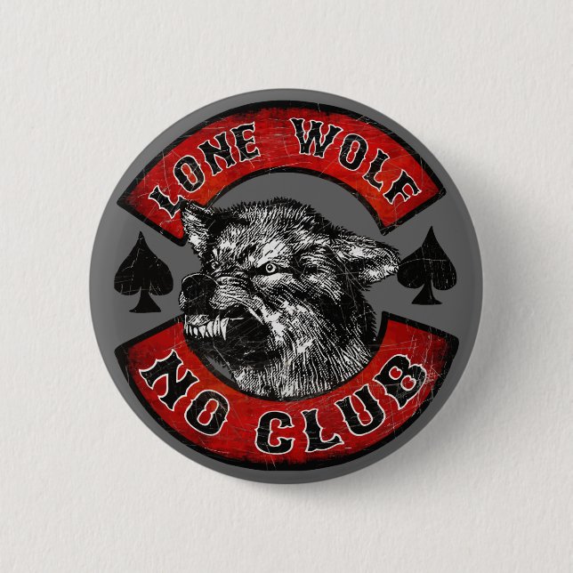 Badge Rond 5 Cm Loup solitaire (Devant)