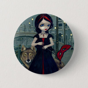 Badge Rond 5 Cm "Loups bouton de Venise"