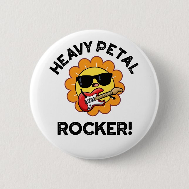 Badge Rond 5 Cm Lourd Petal Rocker Funny Flower Pun (Devant)