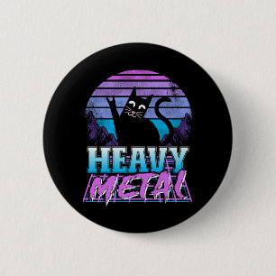 Badge Rond 5 Cm Lourde Métal Retro Sunset Chat Lourde Métal Rétroo