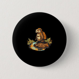 Badge Rond 5 Cm Loutre de rivière randonnée sac à dos animal extér