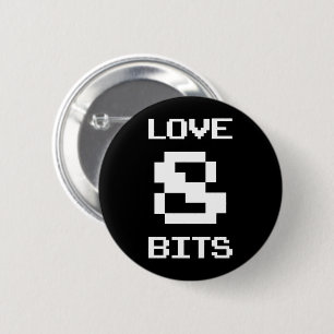 Badge Rond 5 Cm Love 8 bits