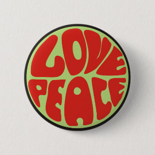 Badge Rond 5 Cm Love peace Hippie
