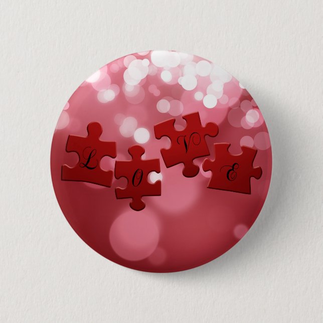 Badge Rond 5 Cm Love Script Puzzle Pièces (Devant)