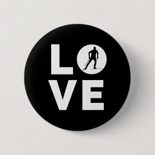 Badge Rond 5 Cm Love Ski de fond