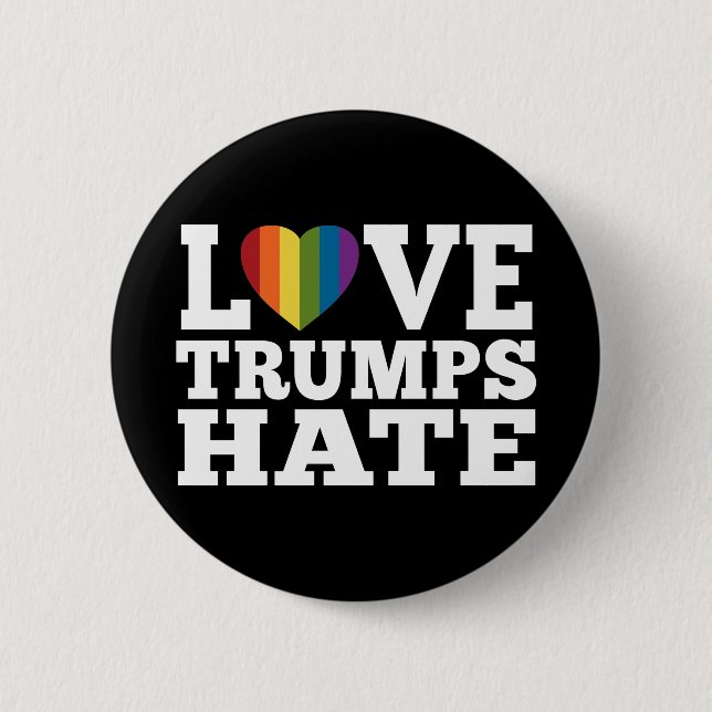 Badge Rond 5 Cm Love Trumps Hate Rainbow Heart - peut modifier noi (Devant)