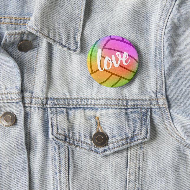 Badge Rond 5 Cm Love Volleyball (En situation)
