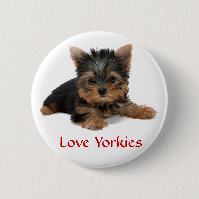 Badge Rond 5 Cm Love Yorkies Puppy Button Pin (Devant)