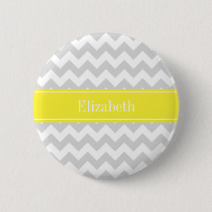 Badge Rond 5 Cm Lt Gray Wht Chevron Yellow Monogram