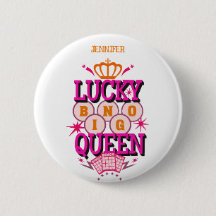 Badge Rond 5 Cm Lucky Bingo Queen /nom modifiable