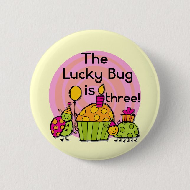 Badge Rond 5 Cm Lucky Bug Cupcake 3e Anniversaire Tshirts et cadea (Devant)