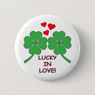 Badge Rond 5 Cm Lucky In Love Hearts Clover