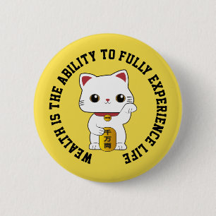 Badge Rond 5 Cm Lucky Maneki-neko Bouton de chat