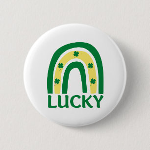 Badge Rond 5 Cm Lucky Shamrock Rainbow St patrick