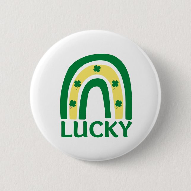 Badge Rond 5 Cm Lucky Shamrock Rainbow St patrick (Devant)