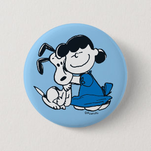 Badge Rond 5 Cm Lucy Hugging Snoopy