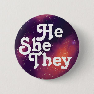Badge Rond 5 Cm Lui/Eux/Eux Galaxy Pronoun personnalisable
