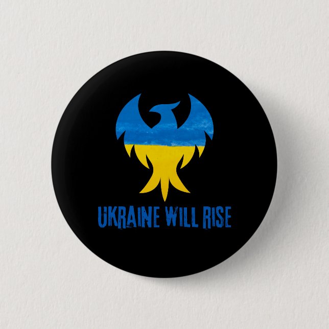 Badge Rond 5 Cm L'Ukraine va élever Phoenix Bird (Devant)