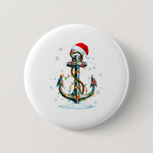 Badge Rond 5 Cm Lumières de Noël d'ancre nautique Voile marin