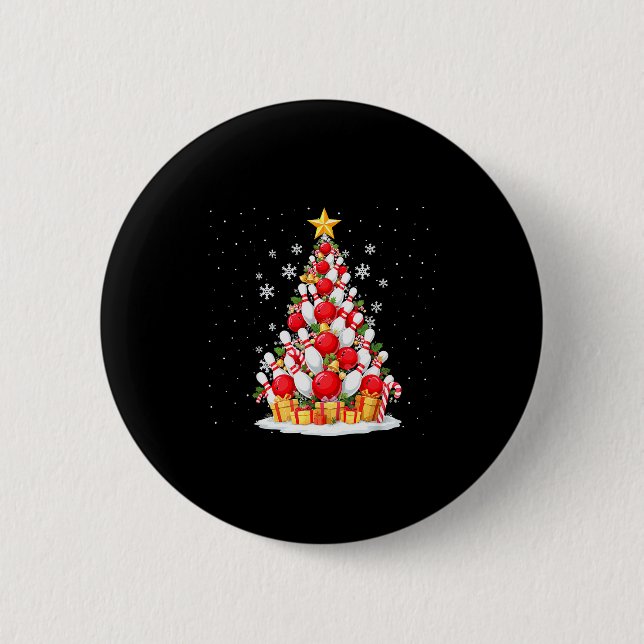Badge Rond 5 Cm Lumières drôles de bowling pour sapin de Noël Xmas (Devant)