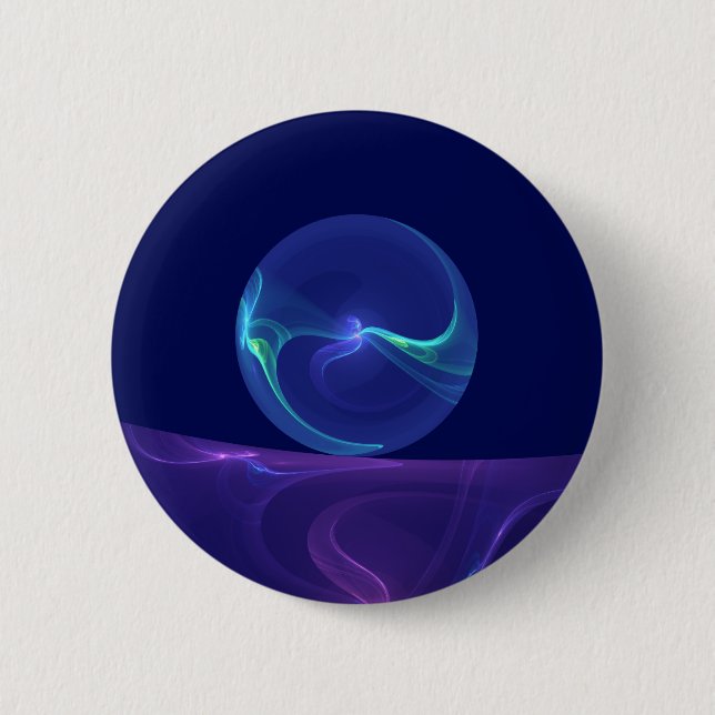 Badge Rond 5 Cm Lumineuse Bleu Violet Rêve Abstrait Fractal Art (Devant)