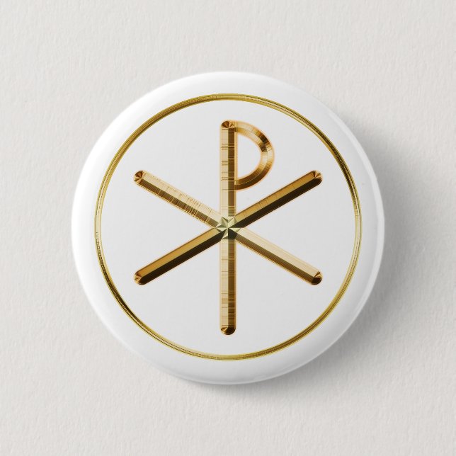 Badge Rond 5 Cm Luminosité de Chi-Rho (Devant)